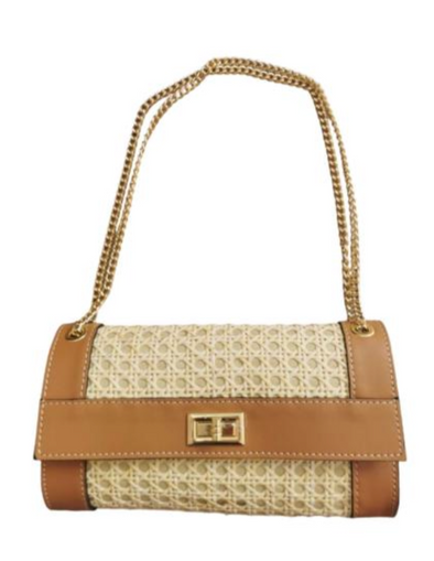 Cane And Genuine Leather Bag Made In Italy