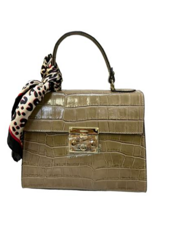 Crocodile Hand Bag Embossed Leather Made In Italy