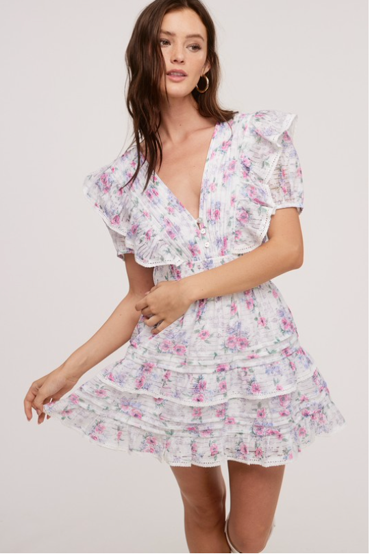 FLORAL RUFFLED MINI DRESS