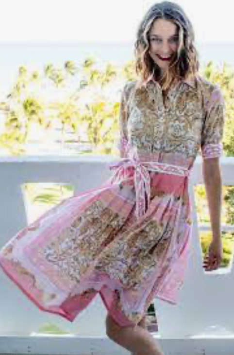 Dizzy Lizzy Mrs. Maisel Pink & Gold Filigree Dress