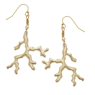 Susan Shaw Coral Drop Earrings Gold