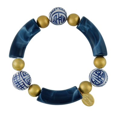 Susan Shaw Navy Blue & White Charleston Bracelet III