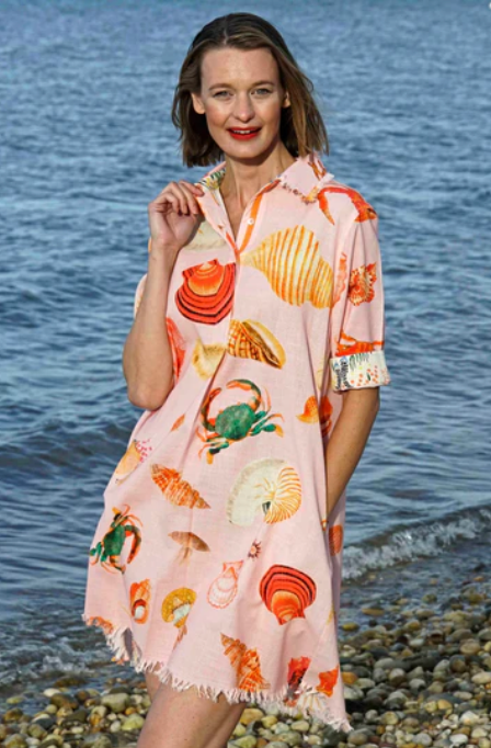 Dizzy Lizzie Chatham Dress Pink Sea Life Print