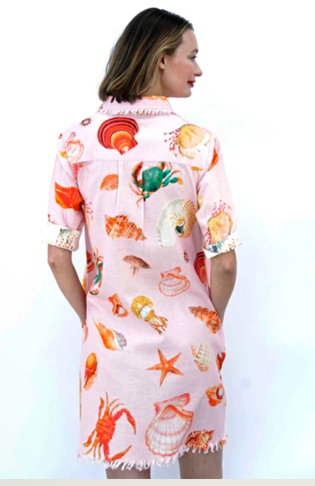 Dizzy Lizzie Chatham Dress Pink Sea Life Print