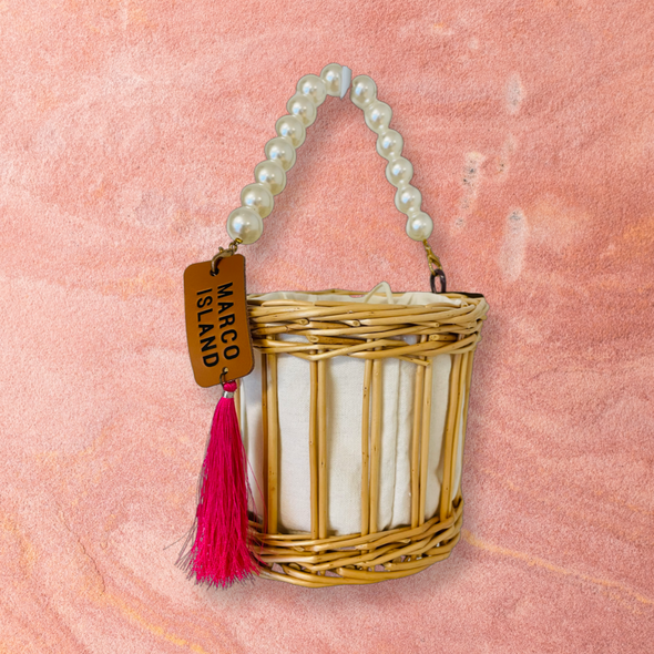 Pearl Handled Basket Handbag