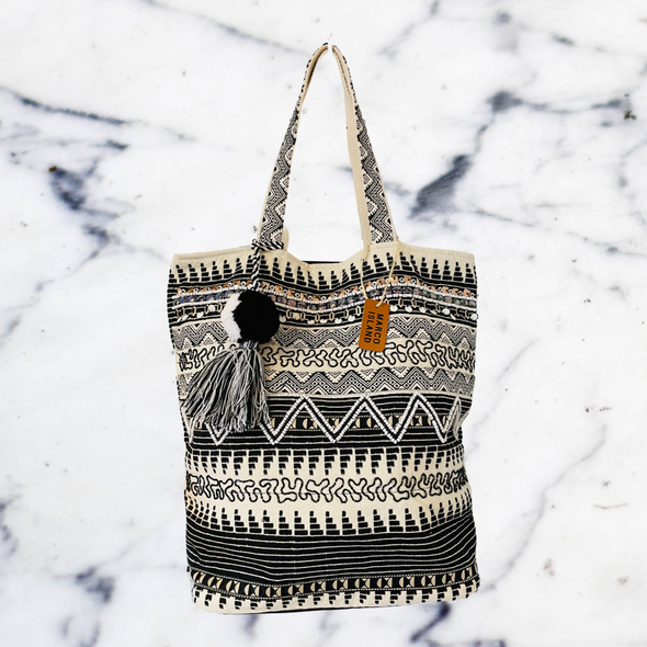 Woven Tote With Hand Beaded Embellishments